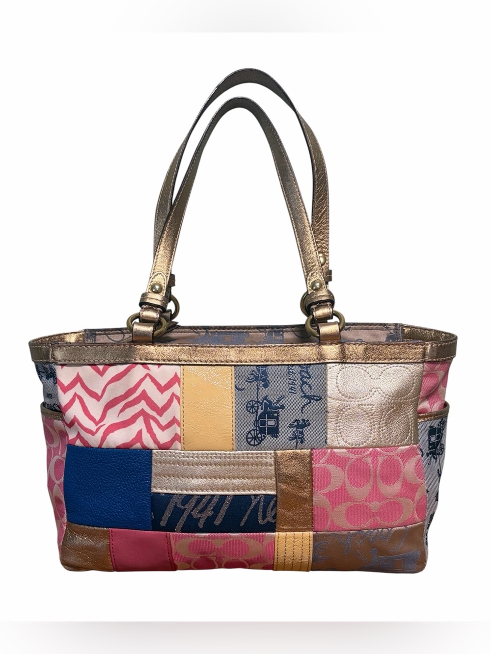Coach Y2K Patchwork Signature Shoulder Bag Multicolor